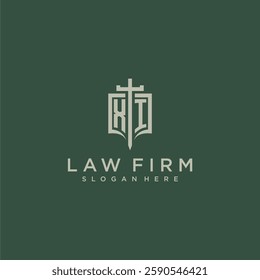XI initial monogram for law firm with sword and shield logo image