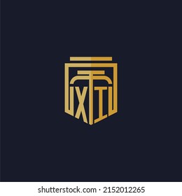 XI initial monogram logo elegant with shield style design for wall mural lawfirm gaming