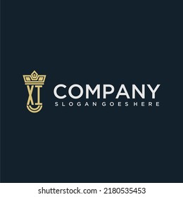 XI initial monogram shield logo design for crown vector image