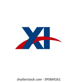 XI initial overlapping swoosh letter logo blue red