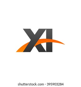 XI initial overlapping swoosh letter logo black orange