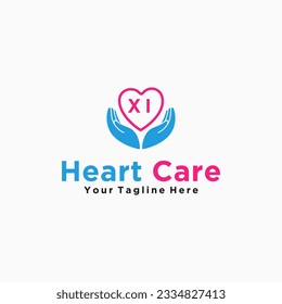 XI initials hand care icon business template logo vector