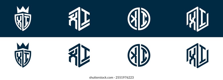 XI IX diseño de conjunto de logotipos de letras