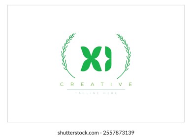 XI letters eco logo with leaf. Fresh nature and healthy leaf logo design.