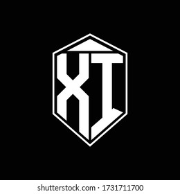 xi logo monograma con combinación de forma emblema tringle en la plantilla de diseño superior