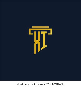 XI monogram initial logo for lawfirm with pillar design