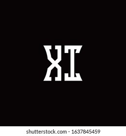 XI monogram logo with curved side style design template