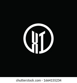 XI monogram logo isolated with a rotating circle