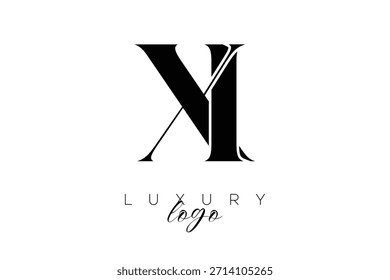 Logotipo de la tipografía del monograma de la letra de XI Serif para la identidad elegante de la marca de Premium