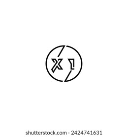 XI simple outline concept logo and circle of initial design black and white background