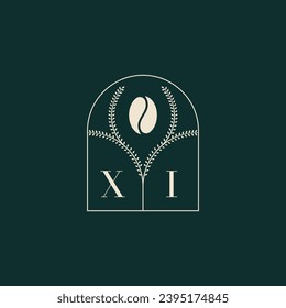 XI Unique and simple logo design combination of letters and coffee bean