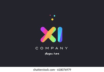 xi x i  creative rainbow green orange blue purple magenta pink artistic alphabet company letter logo design vector icon template