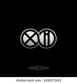 XI X I initial letter linked circle capital monogram logo modern template silver color edition