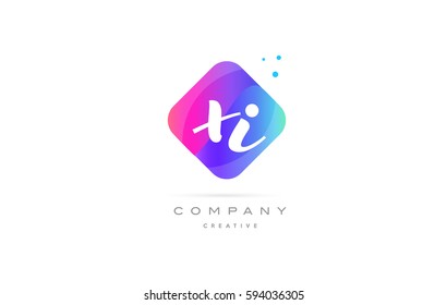 xi x i  pink blue rhombus abstract 3d alphabet company letter text logo hand writting written design vector icon template 