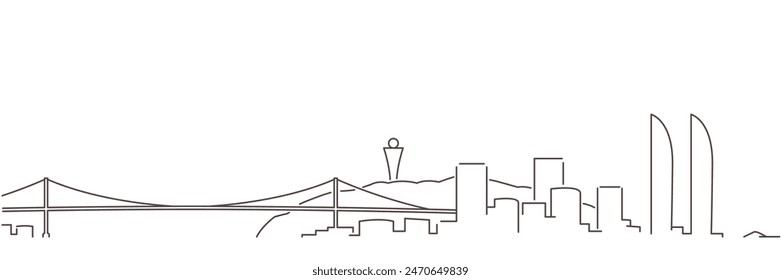Xiamen Dark Line Simple Minimalist Skyline With White Background