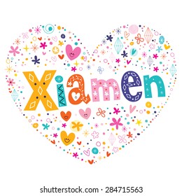 Xiamen heart shaped type lettering vector design