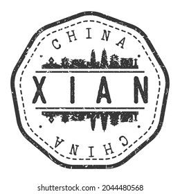 Xi'an, Shaanxi, China Stamp Skyline Postmark. Silhouette Postal Passport. City Round Vector Icon. Vintage Postage Design.