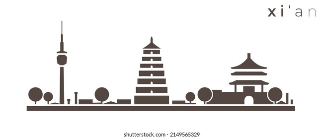 Xi'an Simple Monochrome Stylish Skyline