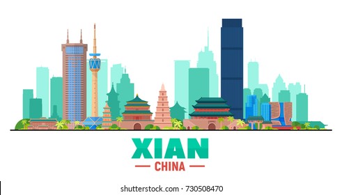 Xian Skyline. (China ) Vector illustration