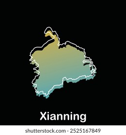 Xianning City of China map vector illustration, vector template with outline graphic sketch style, suitable for your company