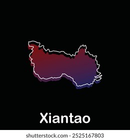 Xiantao City of China map vector illustration, vector template with outline graphic sketch style, suitable for your company