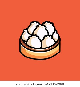 Xiaolongbao Dumplings Chinese Food Vector Cartoon Illustration