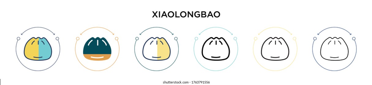 Xiaolongbao icon in filled, thin line, outline and stroke style. Vector illustration of two colored and black xiaolongbao vector icons designs can be used for mobile, ui, web