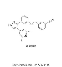 Xibornol flat skeletal molecular structure Antibiotic drug used in bacterial infection treatment. Vector illustration scientific diagram.
