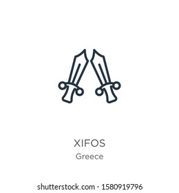 Xifos icon. Thin linear xifos outline icon isolated on white background from greece collection. Line vector sign, symbol for web and mobile