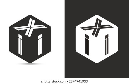 XII letter logo design with illustrator cube logo, vector logo modern alphabet font overlap style. Premium Business logo icon. White color on black background