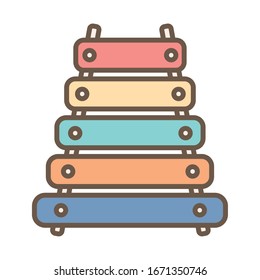 xilophone child toy block style icon vector illustration design