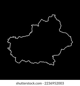 Xinjiang Uyghur Autonome Region Karte, Verwaltungsabteilungen von China. Vektorgrafik.