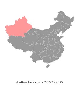 Xinjiang Uyghur Autonomous Region map, administrative divisions of China. Vector illustration.