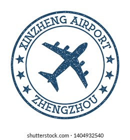Xinzheng Airport Zhengzhou logo. Airport stamp vector illustration. Zhengzhou aerodrome.