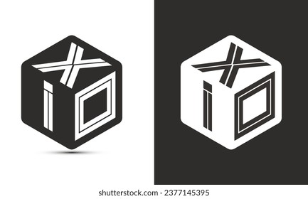 XIO letter logo design with illustrator cube logo, vector logo modern alphabet font overlap style. Premium Business logo icon. White color on black background