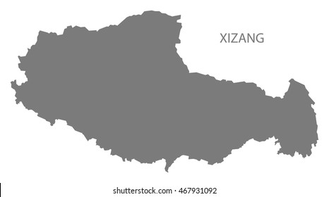 Xizang China Map in grey