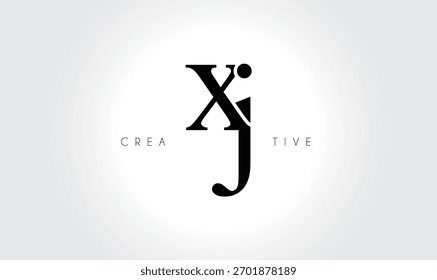 Logotipo elegante del monograma del serif de XJ – Letra tipográfica minúscula de lujo para la marca moderna