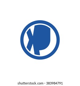 XJ initial letters circle business logo blue
