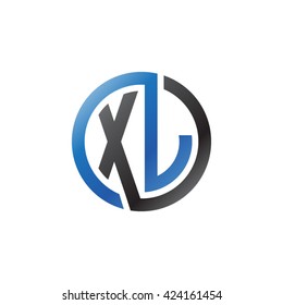 XJ initial letters looping linked circle logo blue black