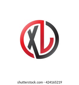 XJ initial letters looping linked circle logo red black