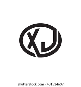 XJ initial letters looping linked ellipse monogram logo