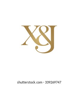 X&J Initial logo. Ampersand monogram golden logo