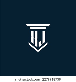 Leyenda del logotipo del monograma inicial XJ con diseño de hitos
