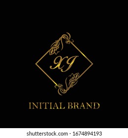 Plantilla vectorial del logotipo de la boda inicial XJ