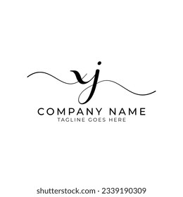 XJ or xj letter mark abstract calligraphy vector logo design