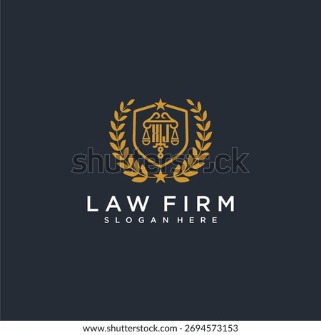 XJ letter monogram logo for lawfirm with pillar and leaf image design