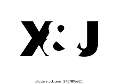Diseño del logotipo de XJ en estilo audaz. Símbolo de identidad blanco y negro. Emblema de tipografía moderna. Icono de marca Corporativa. Mínima Plantilla de negocio.