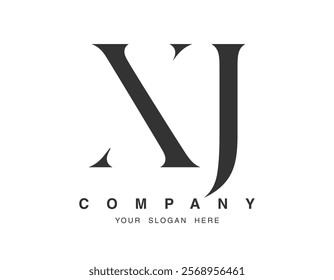 XJ logo design. Initial letter x and j serif font style. Creative classic company name typography. Trendy logotype or identity. Vector illustration.