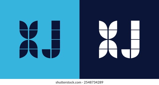 Diseño del logotipo de XJ con forma de azulejo. Diseño de Ilustración vectorial minimalista y moderno adecuado para negocios o marcas
