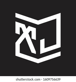 XJ Logo Emblem Monogram With Shield Style Design Template Isolated On Black Background